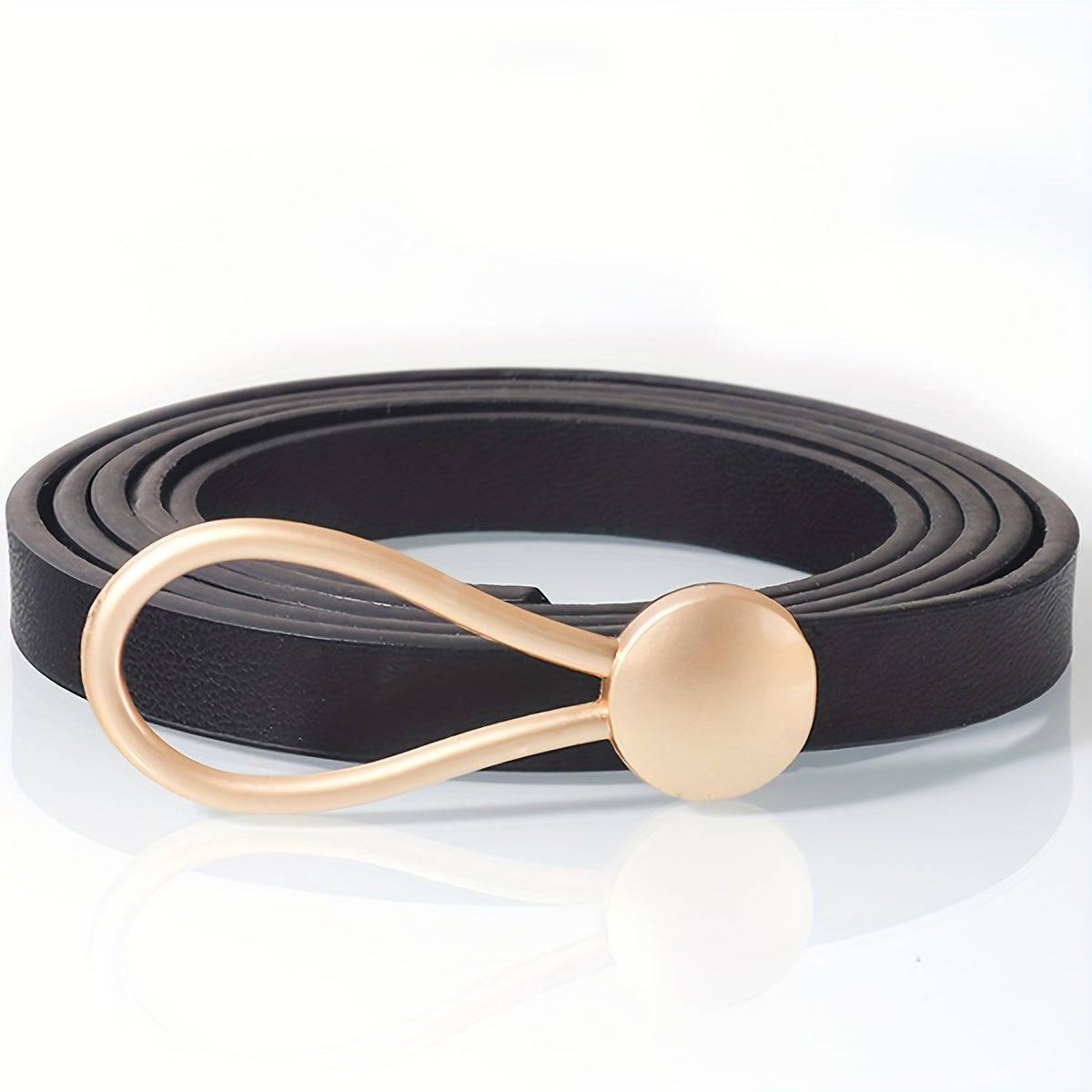 Slim elastic waist belt with alloy buckle — decorative and versatile for dresses and blouses