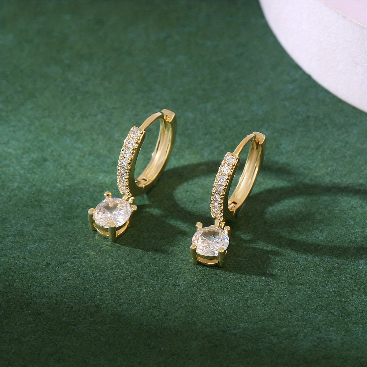 Green Water Drop Zircon Earrings