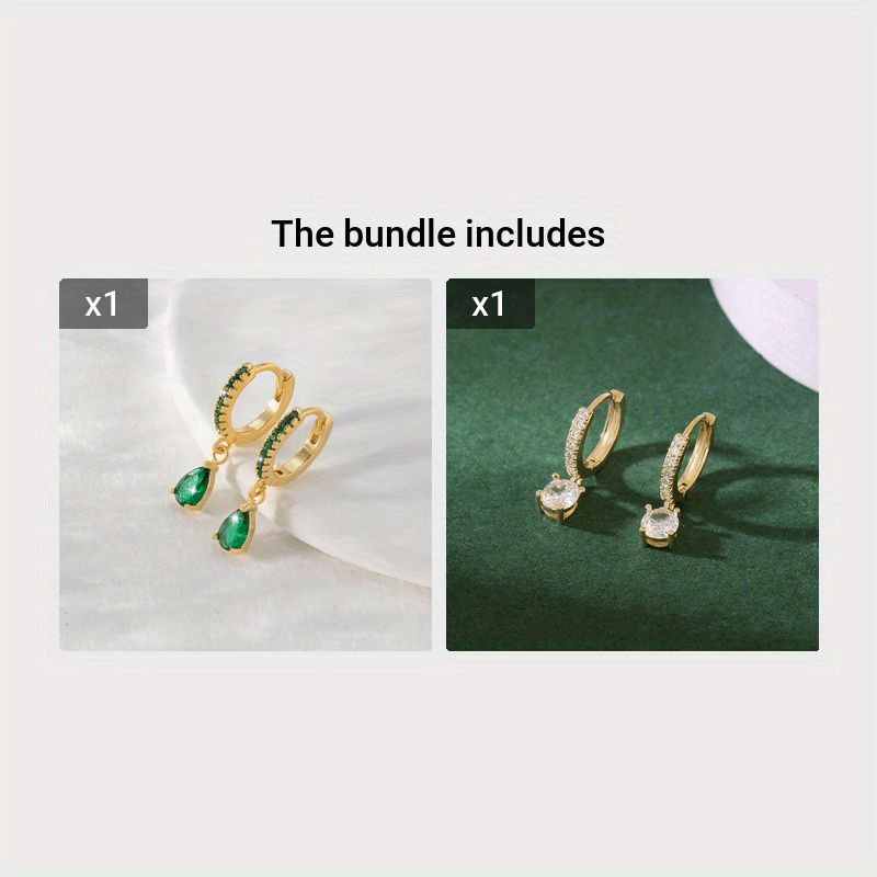 Green Water Drop Zircon Earrings