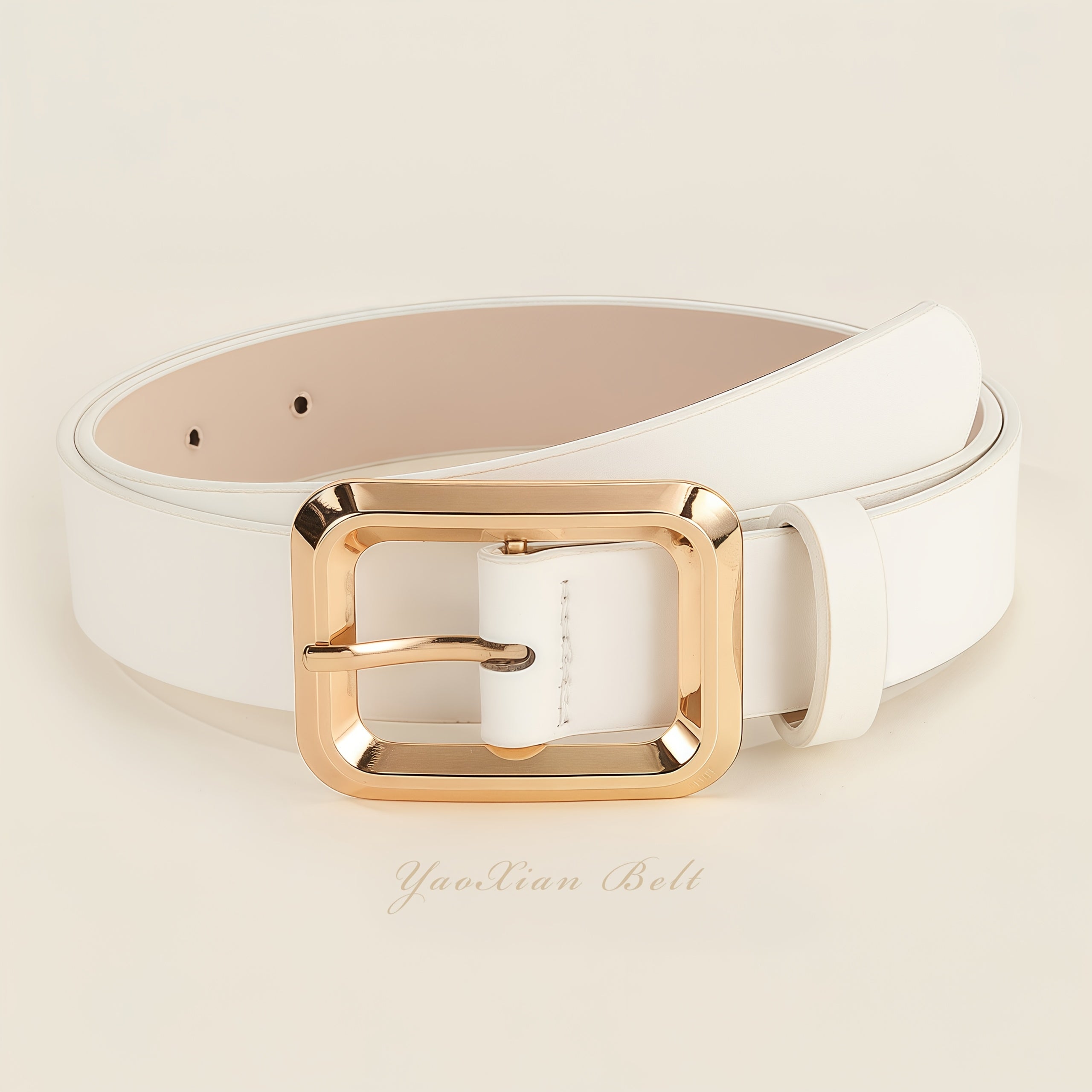 Square metal buckle women’s belt — handmade, versatile, and suitable for casual or formal outfits