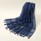 Eid Fashion Tassel Scarf – Hollow Lace Wrap for Women
