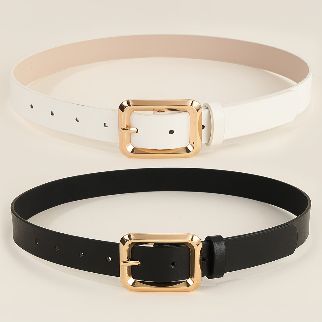 Square metal buckle women’s belt — handmade, versatile, and suitable for casual or formal outfits