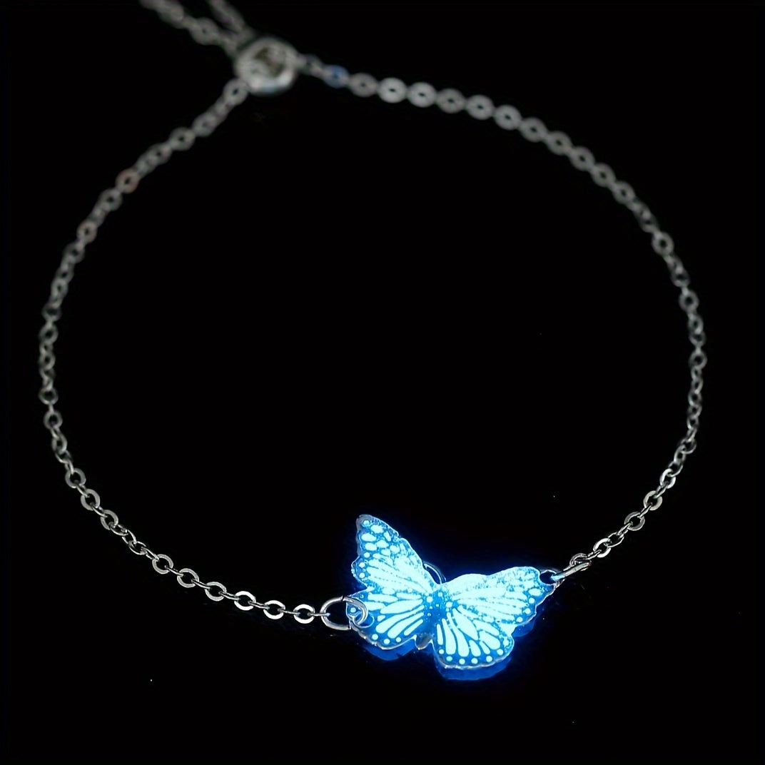 Glow Butterfly Drop Pendant Bracelet