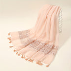 Eid Fashion Tassel Scarf – Hollow Lace Wrap for Women