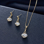 Geometric Crystal Necklace & Earrings Set for Women