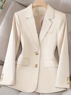Structured women’s blazer with notch lapel and H-line silhouette, ideal for business, formal, or professional wear