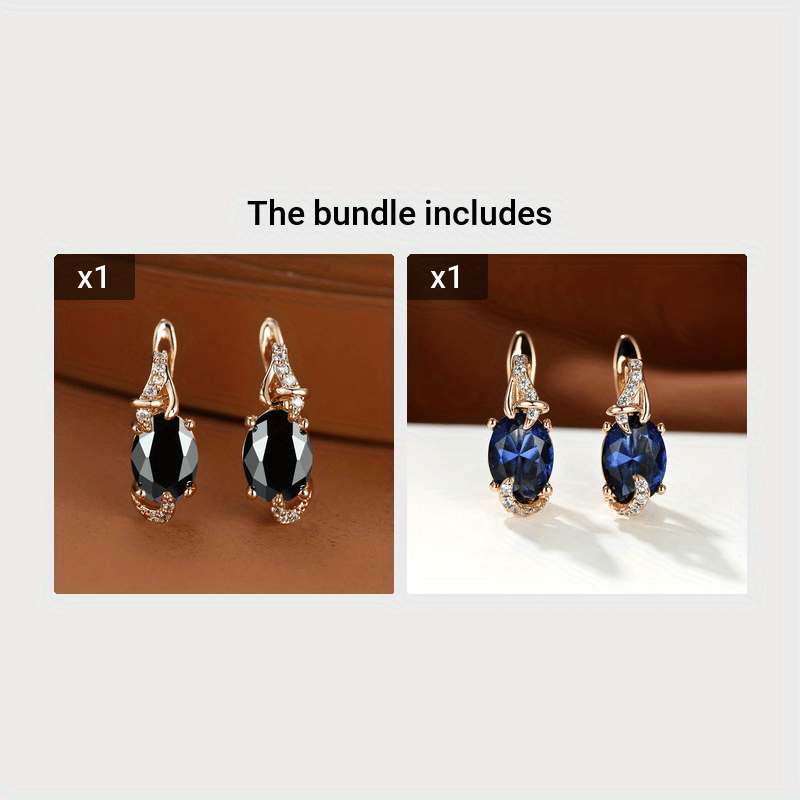 18K Gold Plated Blue Stone Drop Earrings for Women