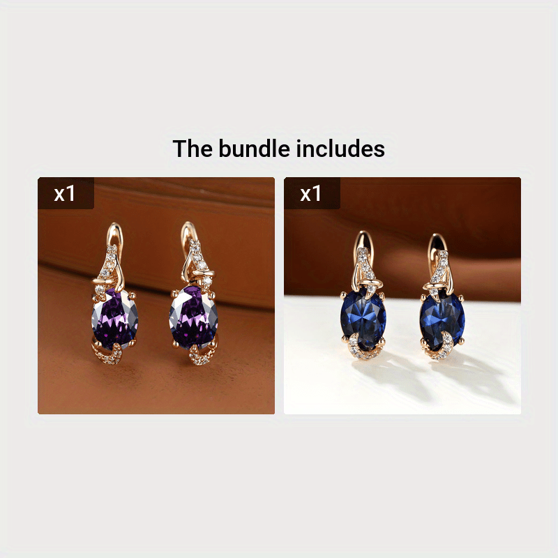 18K Gold Plated Blue Stone Drop Earrings for Women