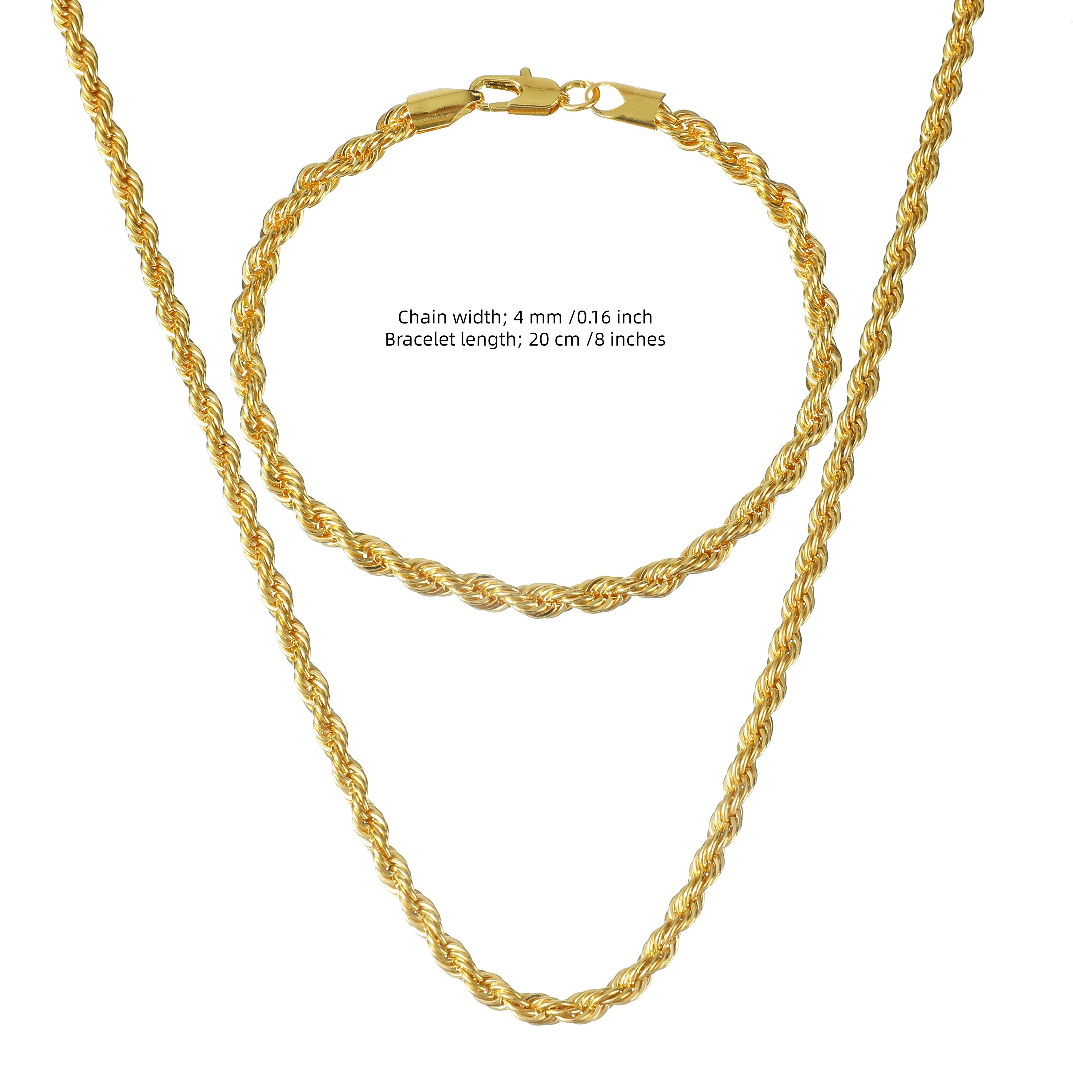 Classic Twist Gold Necklace Bracelet Set