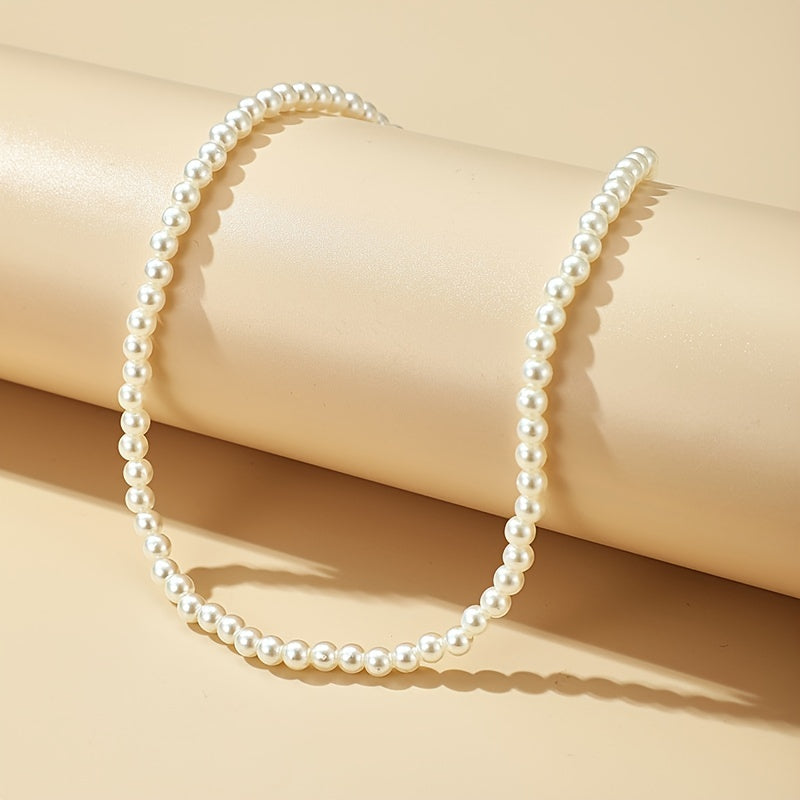 Elegant Faux Pearl Choker Necklace