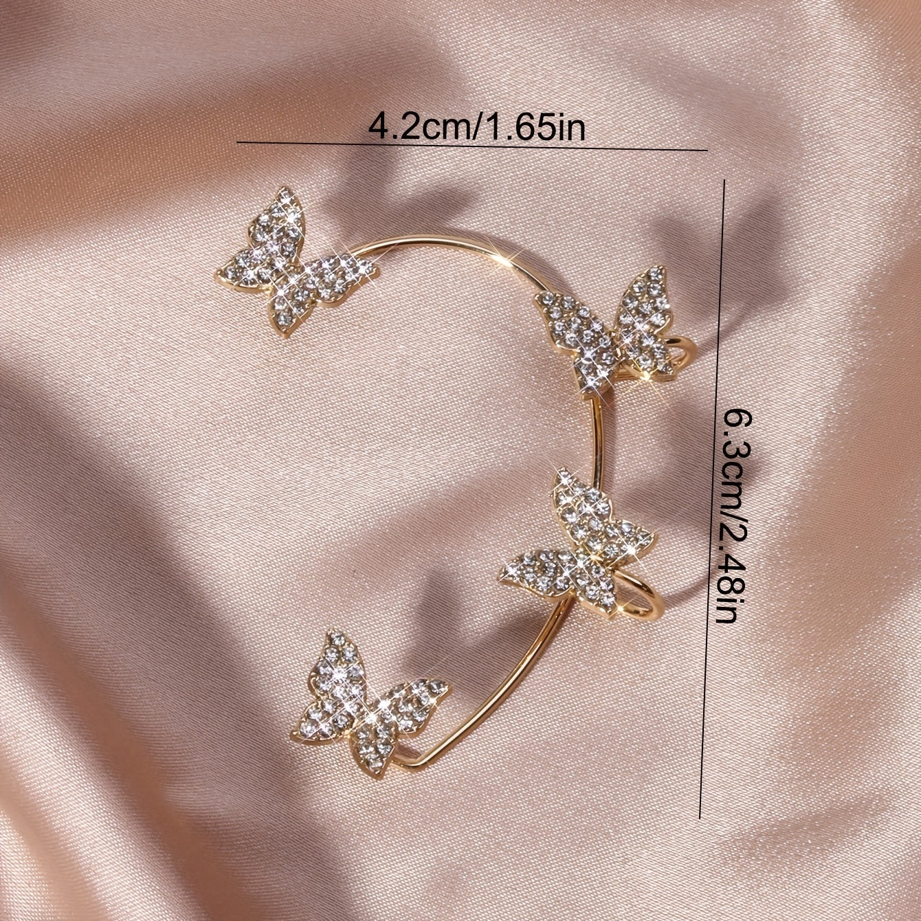 French-Style Gold Butterfly Earrings Golden Sparkling Design