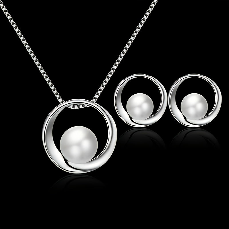 Faux Pearl Jewelry Gift Set – Stylish Necklace & Earrings