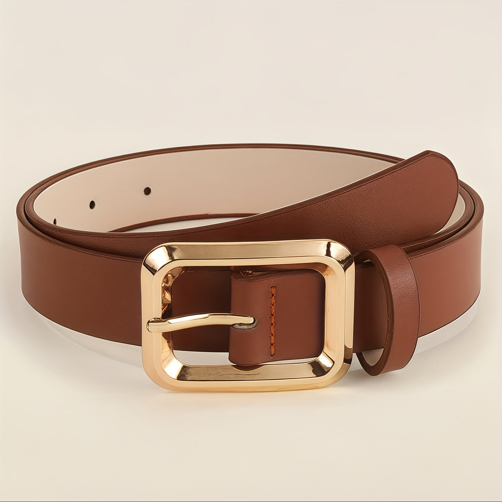 Square metal buckle women’s belt — handmade, versatile, and suitable for casual or formal outfits